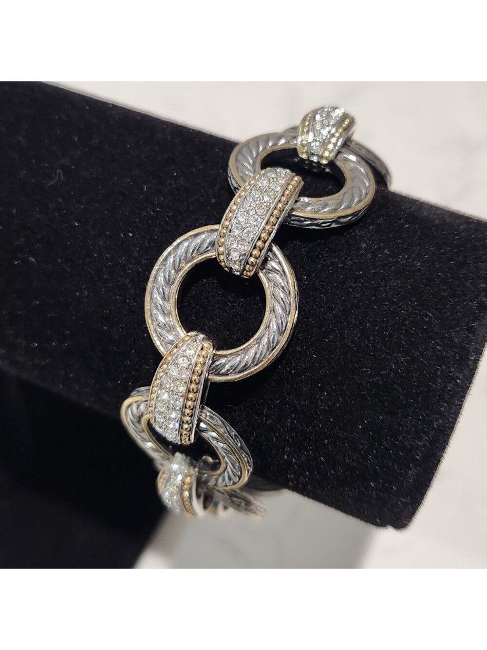 Women's Two-tone Paved Link Bracelet